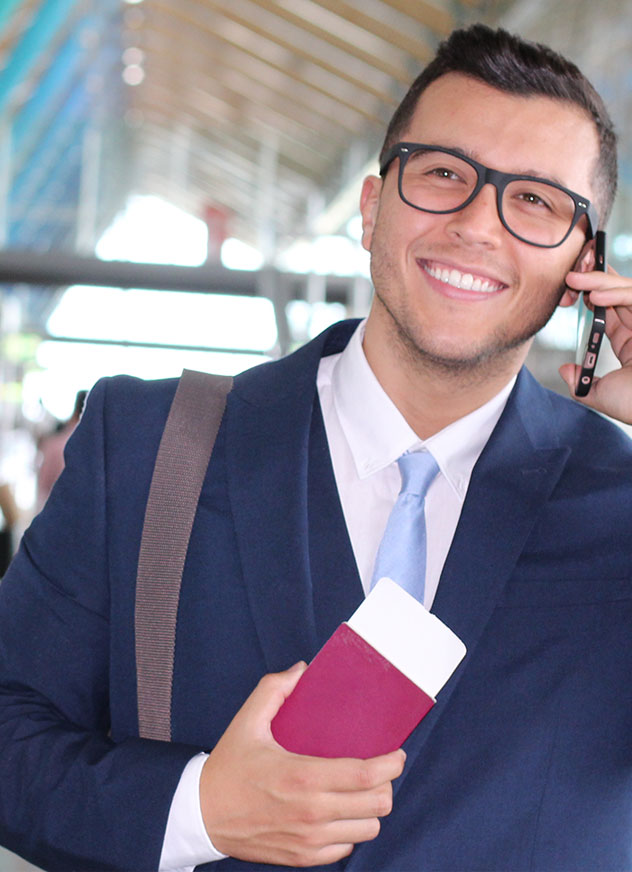 Man with visa at airport