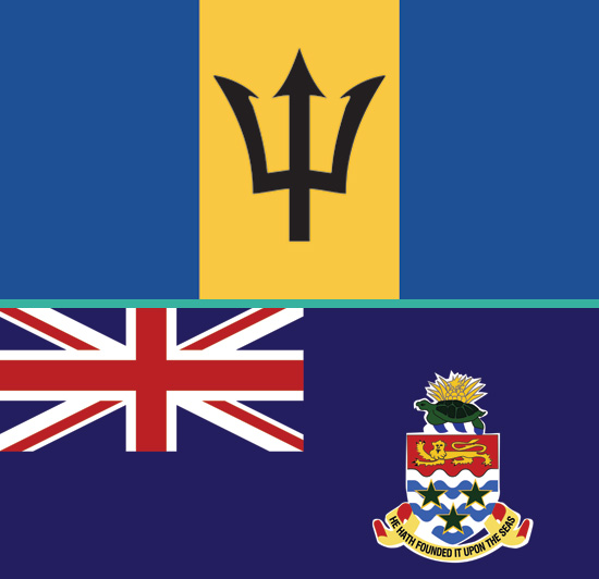 Photo of Barbados & Cayman Islands flag