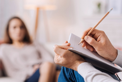 Woman talking to psychologist